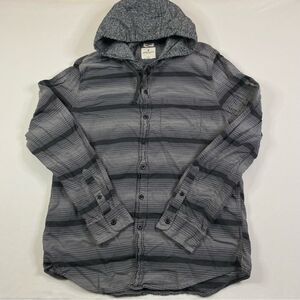 American Eagle Flannel Shirt Hoodie‎ Men’s Large Striped Seriously Soft Preppy